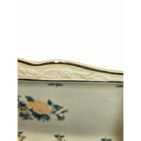 VTG Handpainted Portugal floral tray Roses Ceramic collectible 11" - Picture 9 of 9